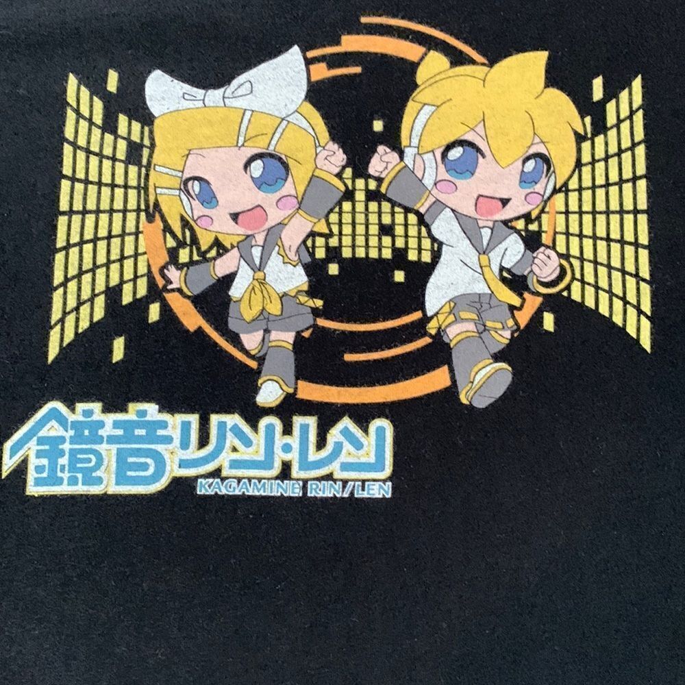 Vocaloid Rin/Len Graphic Fitted T-Shirt L Black rare